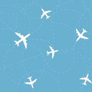 Airplane seamless vector pattern Stock Illustration