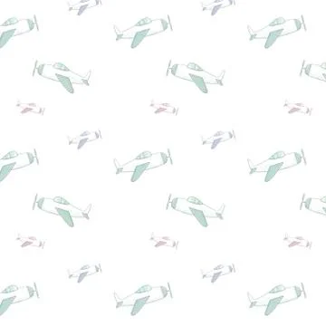 Airplane seamlless pattern clip art air illustration darwing airbus on white  Stock Illustration