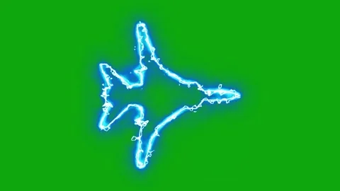 Airplane shape with lightning energy sparks on green screen background Stock Footage 337488883