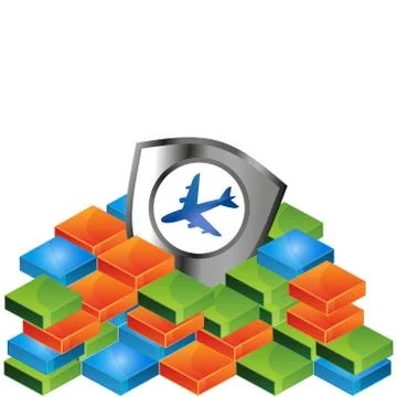 Airplane shield vector illustration Stock Illustration
