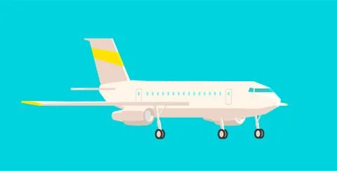 Airplane side view, on a blue background Stock Illustration