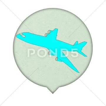 Airplane sign icon on paper background Stock Illustration