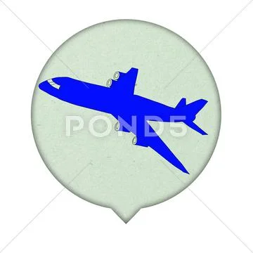 Airplane sign icon on paper background Stock Illustration