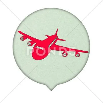 Airplane sign icon on paper background Stock Illustration