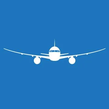 Airplane silhouette on blue background. Vector illustration. Stock Illustration