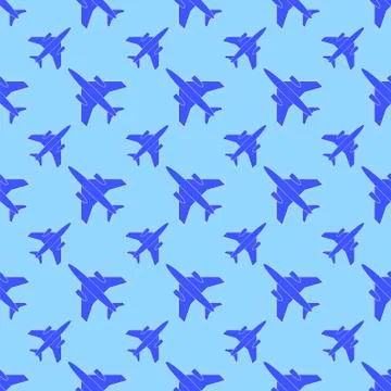 Airplane Silhouette Seamless Pattern Stock Illustration