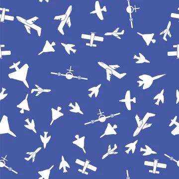 Airplane Silhouette Seamless Pattern Stock Illustration