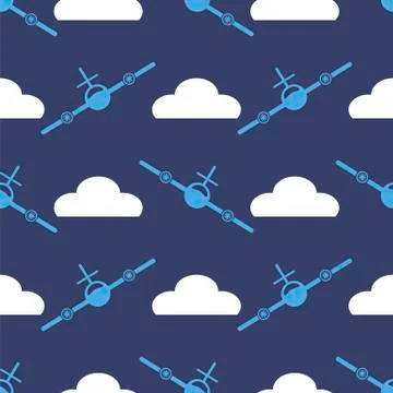 Airplane Silhouette Seamless Pattern Stock Illustration