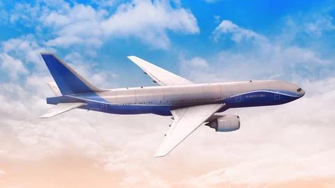 Airplane in the Sky with clouds Illustration
