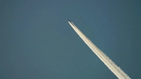 Airplane in the sky, contrail Stock Footage 163662257