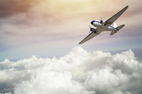 Airplane in the sky. Stock Photos