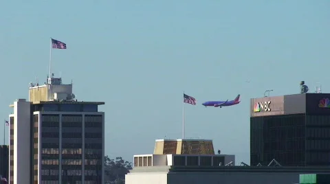 Airplane in Skyline HD Stock Footage 481622