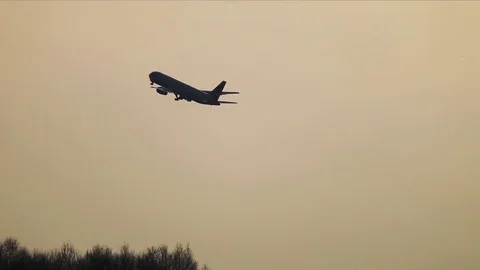 Airplane Slow-Motion Take Off Stock Footage 75341415