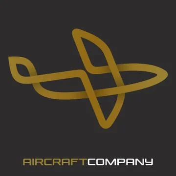 Airplane from solid ribbon logo Stock Illustration