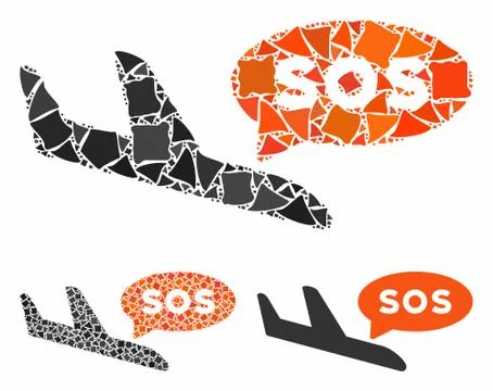 Airplane sos message Composition Icon of Raggy Parts Stock Illustration