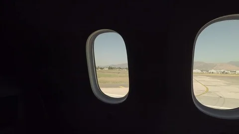 Airplane Speeding Up POV Windows and Take-Off Video stock 83829028