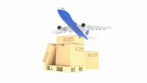 Airplane with stack of boxes Video stock 73622977