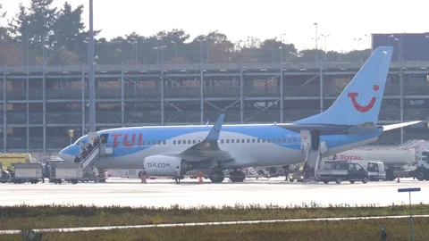 Airplane standing at the gate Stock Footage 84422028