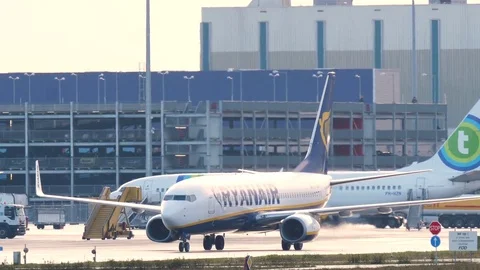 Airplane standing at the gate Stock Footage 84422590