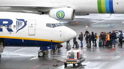 Airplane standing at gate Stock Footage 84423863