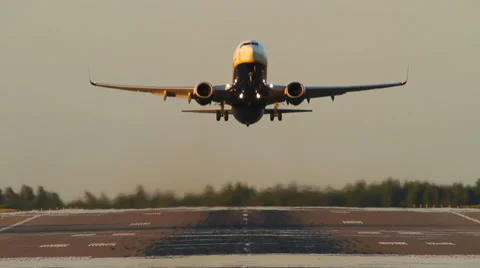 Airplane starting, head on Stock Footage 25844620