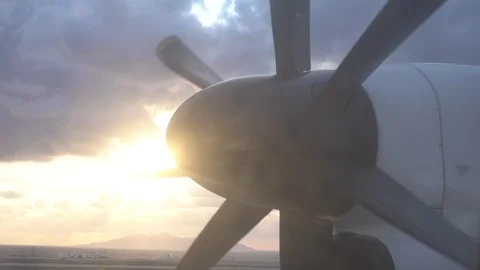 Airplane Starting View From The Window On The Wing Of An Airplane With An Engine Stock Footage 126991268