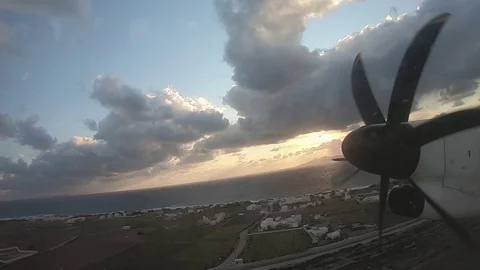 Airplane Starting View From The Window On The Wing Of An Airplane With An Engine Stock-Footage 126991957