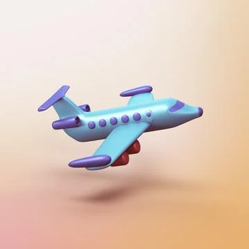 Airplane - stylized 3d CGI icon object Stock Illustration