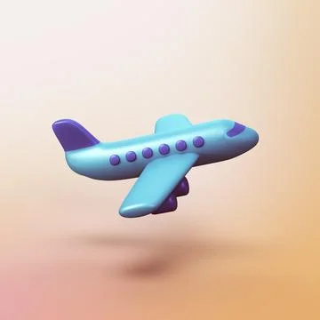 Airplane - stylized 3d CGI icon object Stock Illustration