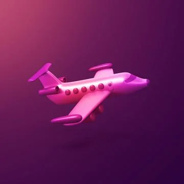 Airplane - stylized 3d CGI icon object, Not gen Ai Stock Illustration