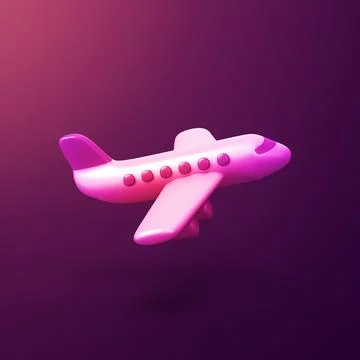 Airplane - stylized 3d CGI icon object, Not gen Ai Stock Illustration