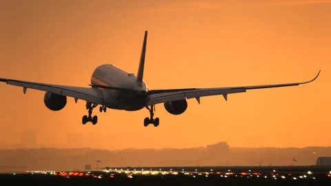 Airplane sunrise Stock Footage 89850206