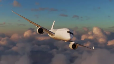 Airplane  in sunset above th clouds Stock Footage 270460238