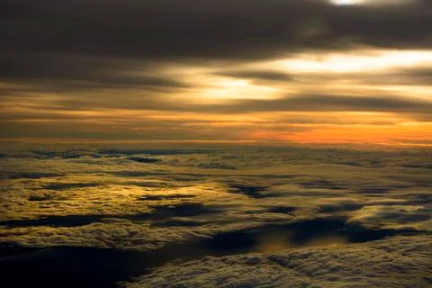 Airplane sunset cloudscapes Foto stock