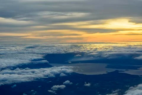 Airplane sunset cloudscapes Foto stock