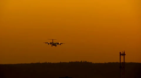 Airplane in the Sunset Stock Footage 36127988
