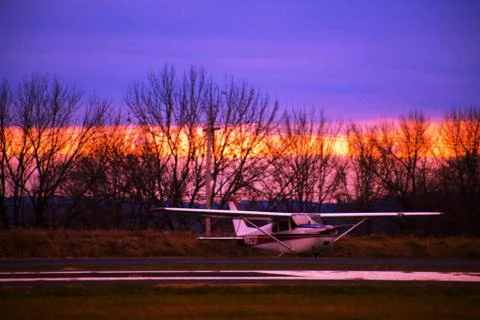 Airplane Sunset Stock Photos