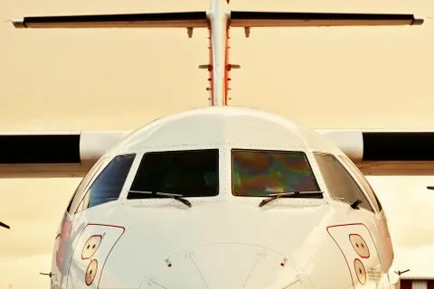 Airplane at sunset 写真素材