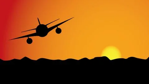 Airplane at Sunset Stock Photos