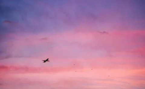 Airplane in sunset Foto stock