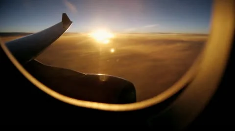 Airplane Sunset Window View Stock Footage 22103073