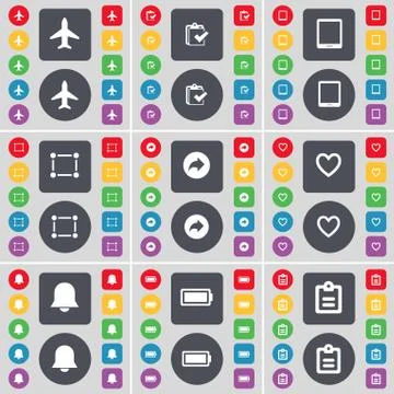 Airplane, Survey, Tablet PC, Frame, Back, Heart, Notiification, Battery, Survey Stock Illustration