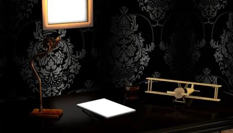 Airplane on the table Stock Illustration