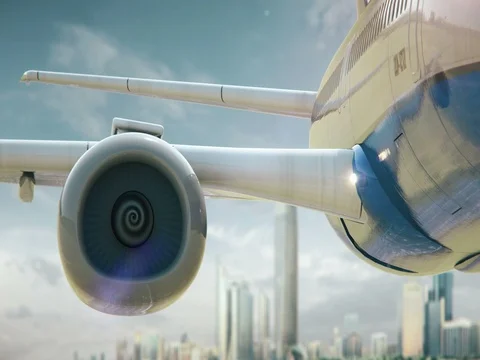 Airplane Take Off Abu Dhabi UAE Stock Footage
