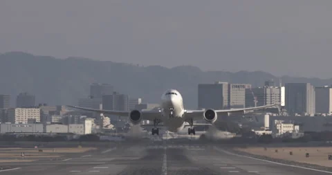 Airplane to take off at the airport Front FIX Stock Footage 152736152