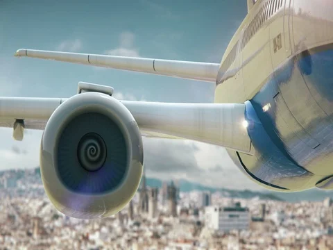 Airplane Take Off Barcelona Spain second version Stock Footage