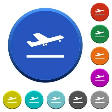 Airplane take off beveled buttons Stock Illustration