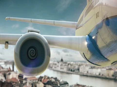 Airplane Take Off Budapest Hungary second version Stock Footage