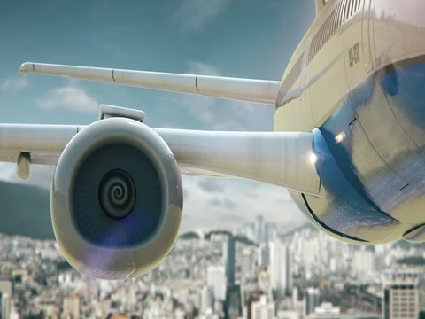Airplane Take Off Busan South Korea Stock Footage