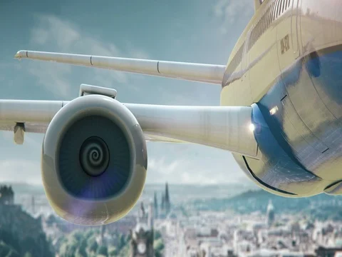 Airplane Take Off Edinburgh Scotland third version Stock Footage